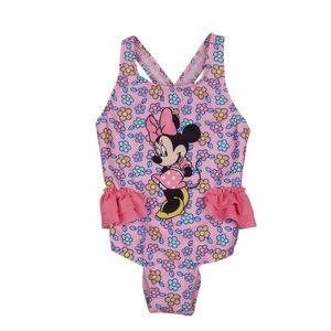 NWOT | Minnie Mouse | Baby Floral Ruffle One Piece | Swimsuit | Pink | Size: 12M